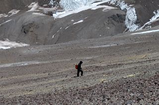 07 Lone Climber Slogging Up The Scree Slopes Toward Aconcagua Camp 2 Nido de Condores 5600m.jpg